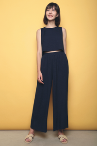 Karena Linen 2-Piece Set (Top) Navy (Restock)