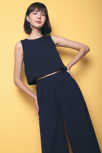 Karena Linen 2-Piece Set (Top) Navy (Restock)