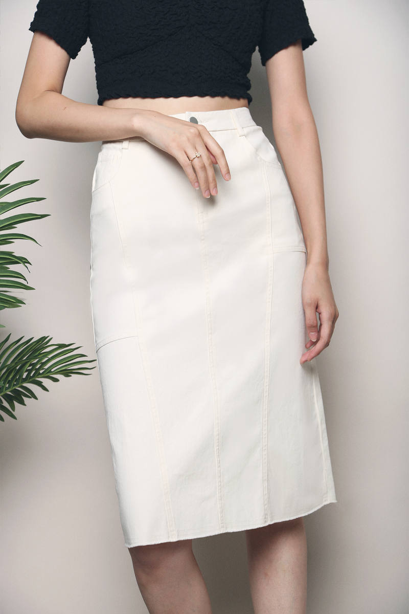 Keif Midi Skirt Cream Hollyhoque