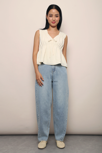 Kellyn Ruche Babydoll Top Cream