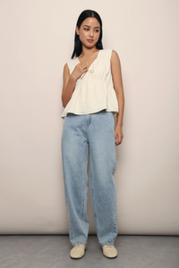 Kellyn Ruche Babydoll Top Cream