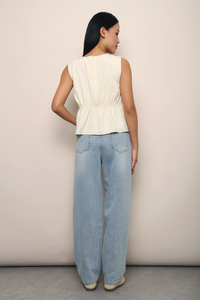 Kellyn Ruche Babydoll Top Cream