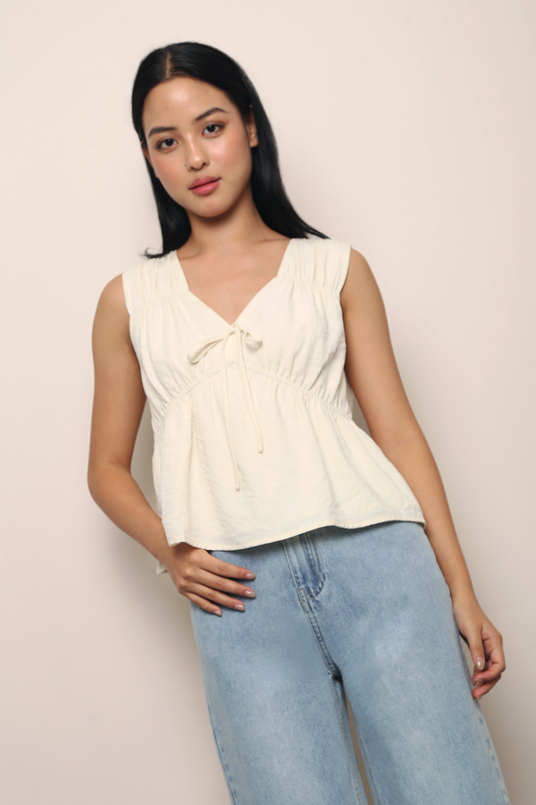 Kellyn Ruche Babydoll Top Cream
