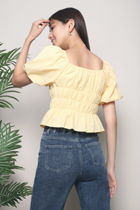 Kelsey Ruche Blouse Yellow