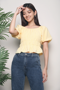 Kelsey Ruche Blouse Yellow