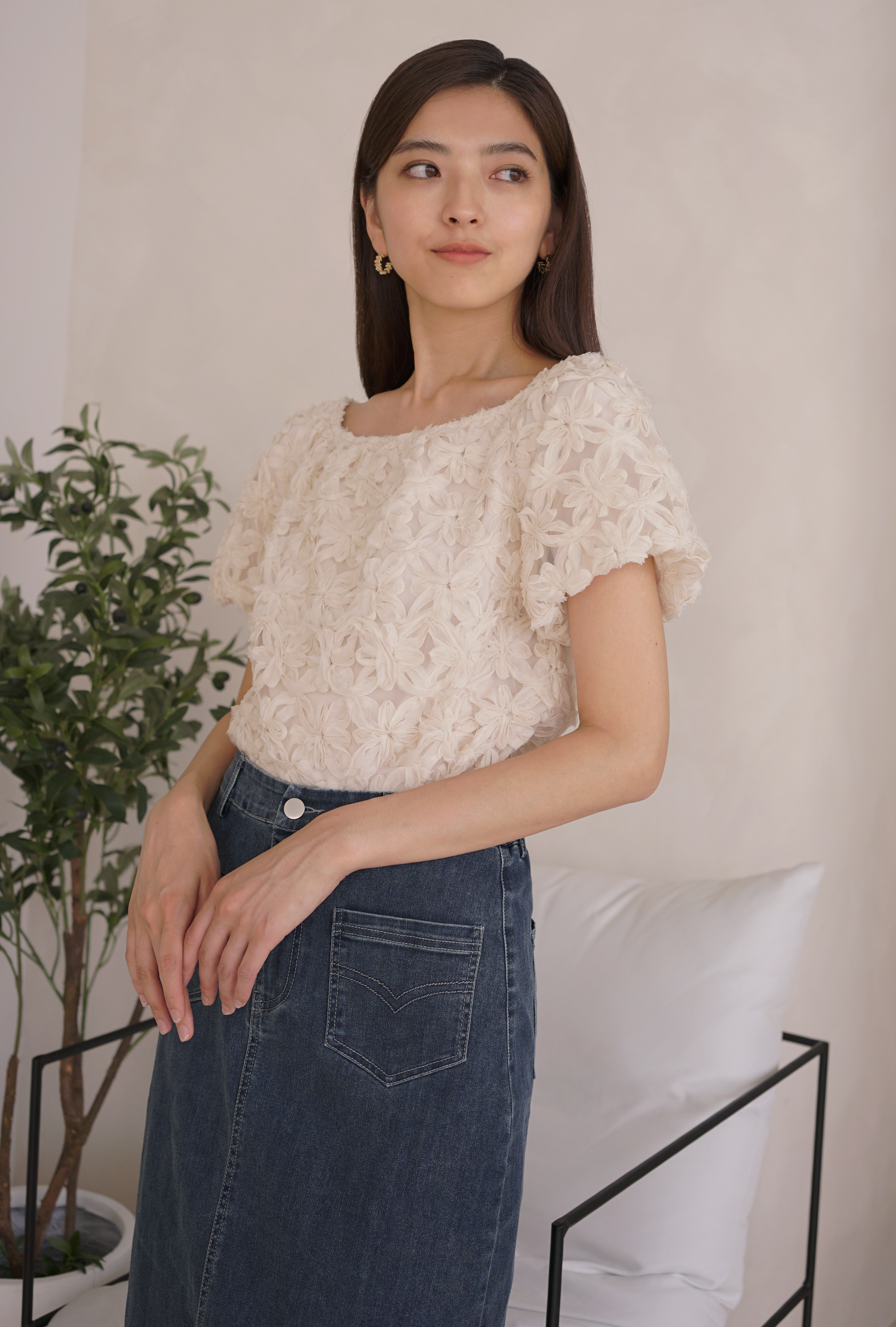 Kiki Floral Appliqué Blouse Malt