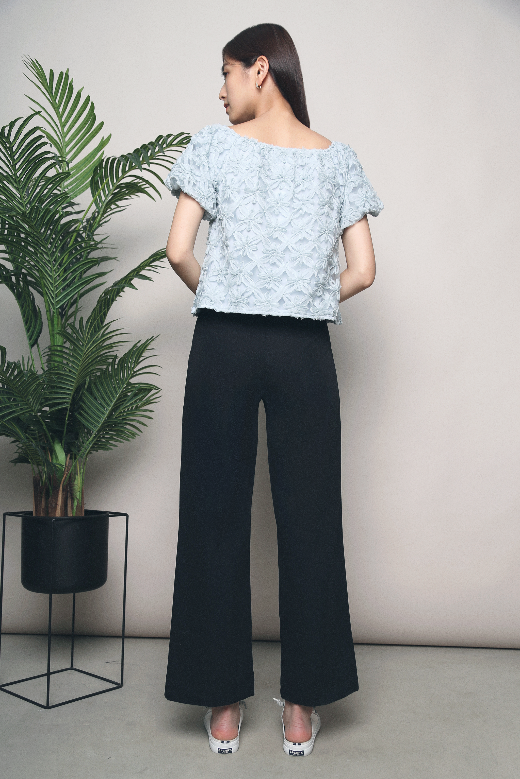 Kiki Floral Appliqué Blouse Sky