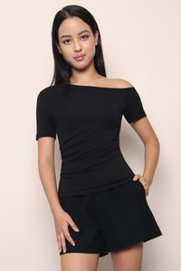 Lark One Shoulder Top Black