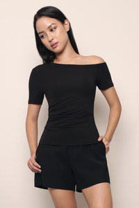 Lark One Shoulder Top Black