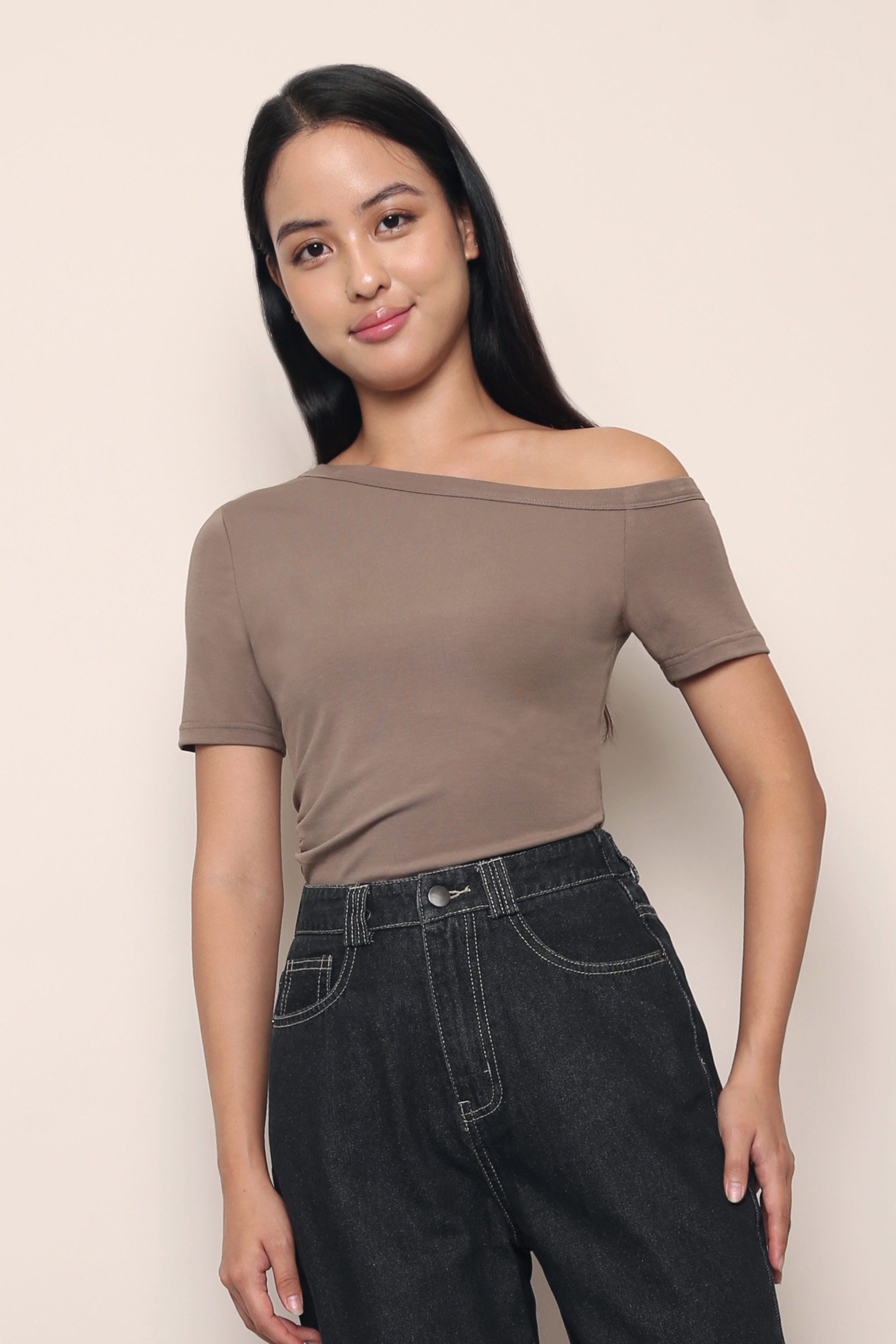 Lark One Shoulder Top Brown