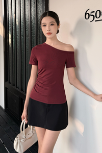 Lark One Shoulder Top Wine