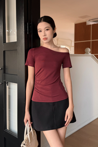 Lark One Shoulder Top Wine