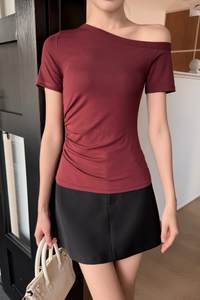 Lark One Shoulder Top Wine