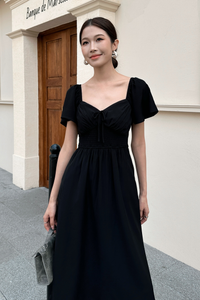 Laurent Smocked Waist Midaxi Dress Black