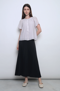 Breezette Smocked Neckline Blouse Smoke Periwinkle