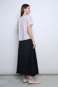 Breezette Smocked Neckline Blouse Smoke Periwinkle