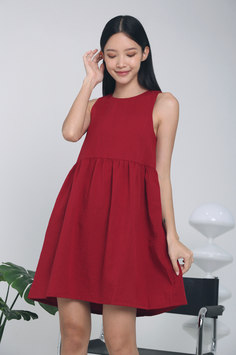 Liane Sleeveless Babydoll Dress Red