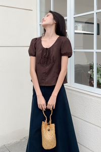 Loen Ruche Blouse Chestnut Brown