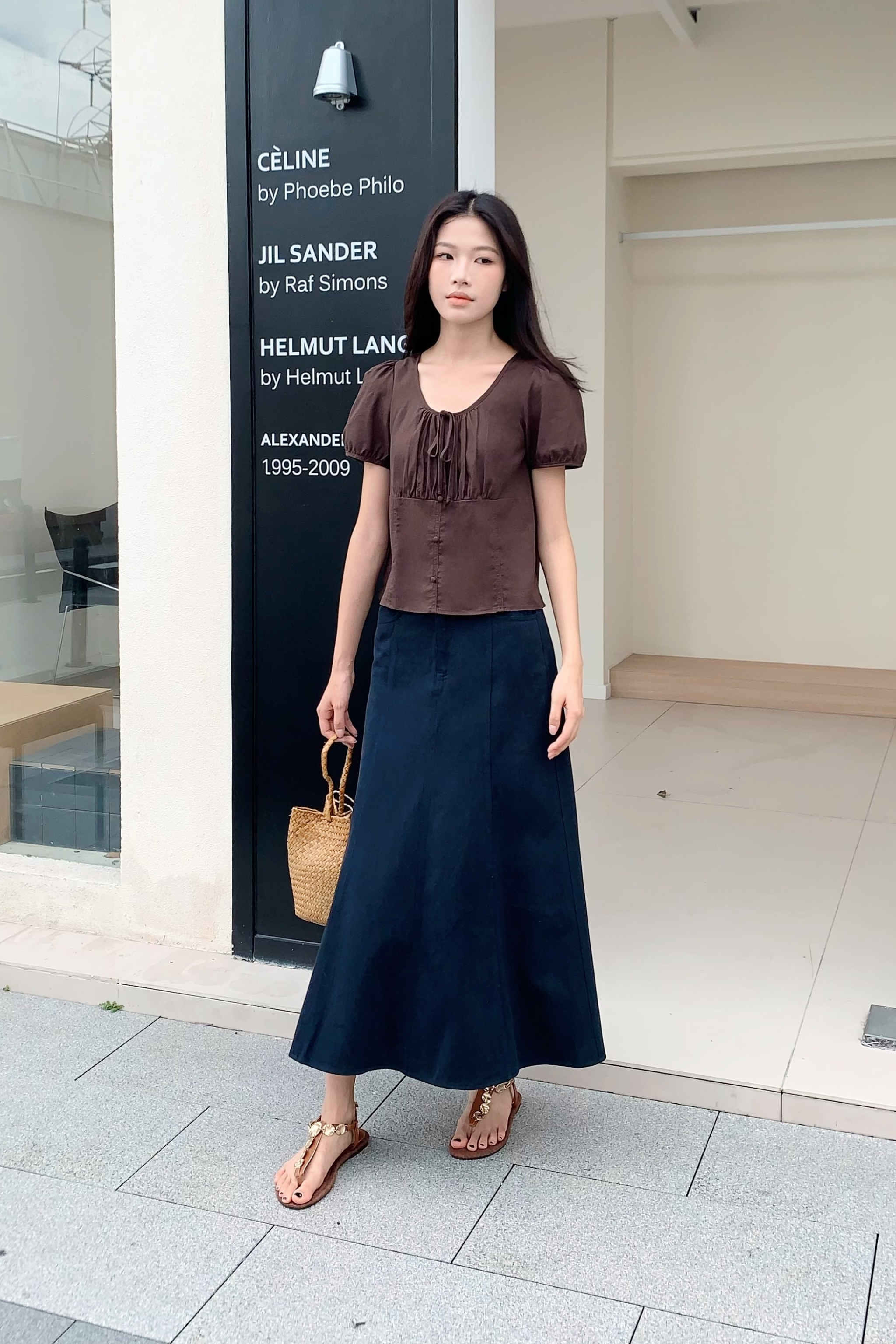 Loen Ruche Blouse Chestnut Brown