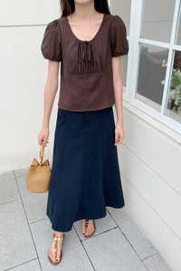 Loen Ruche Blouse Chestnut Brown