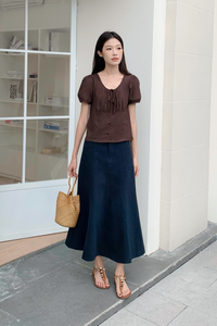 Loen Ruche Blouse Chestnut Brown