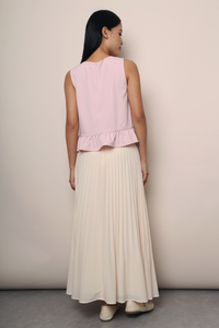 Lotus Bow Peplum Top Blush