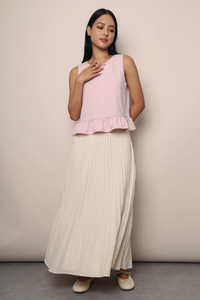 Lotus Bow Peplum Top Blush