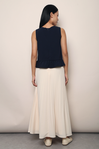 Lotus Bow Peplum Top Navy