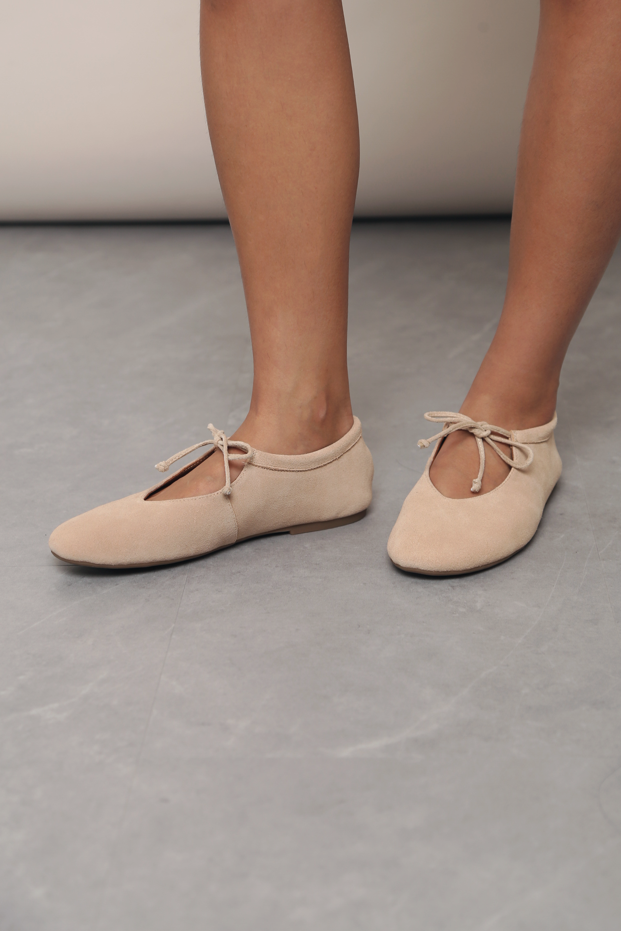 Loulou Tie Ballet Flats Cream