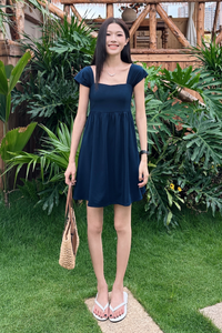 Love Letter Fan Sleeves Dress Navy (Backorder)