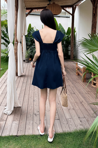 Love Letter Fan Sleeves Dress Navy (Backorder)