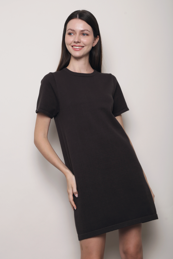 Low Key Shift Knit Dress Brown