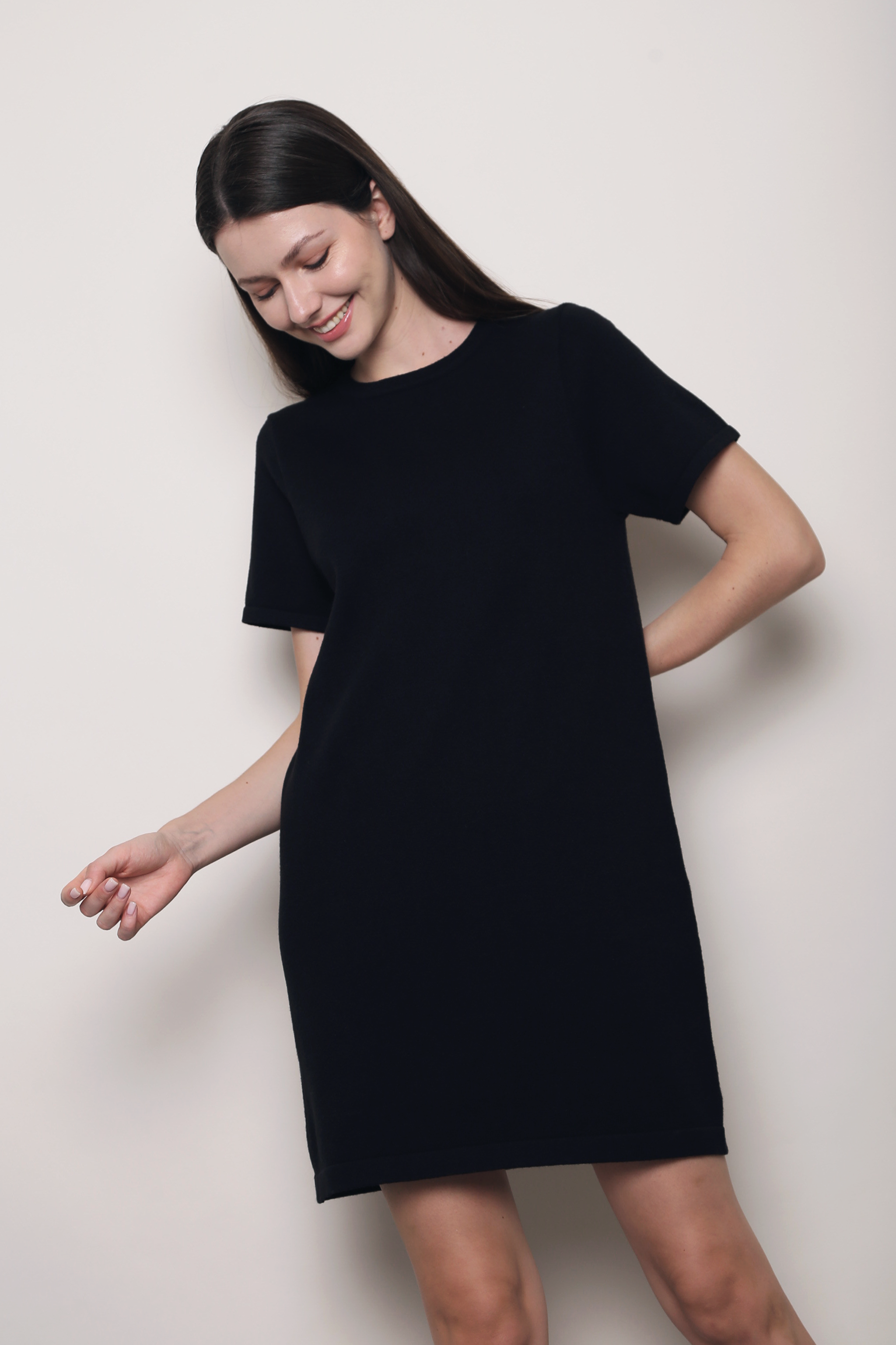 Low Key Shift Knit Dress Black Hollyhoque Low Key Shift Knit Dress Black Hollyhoque