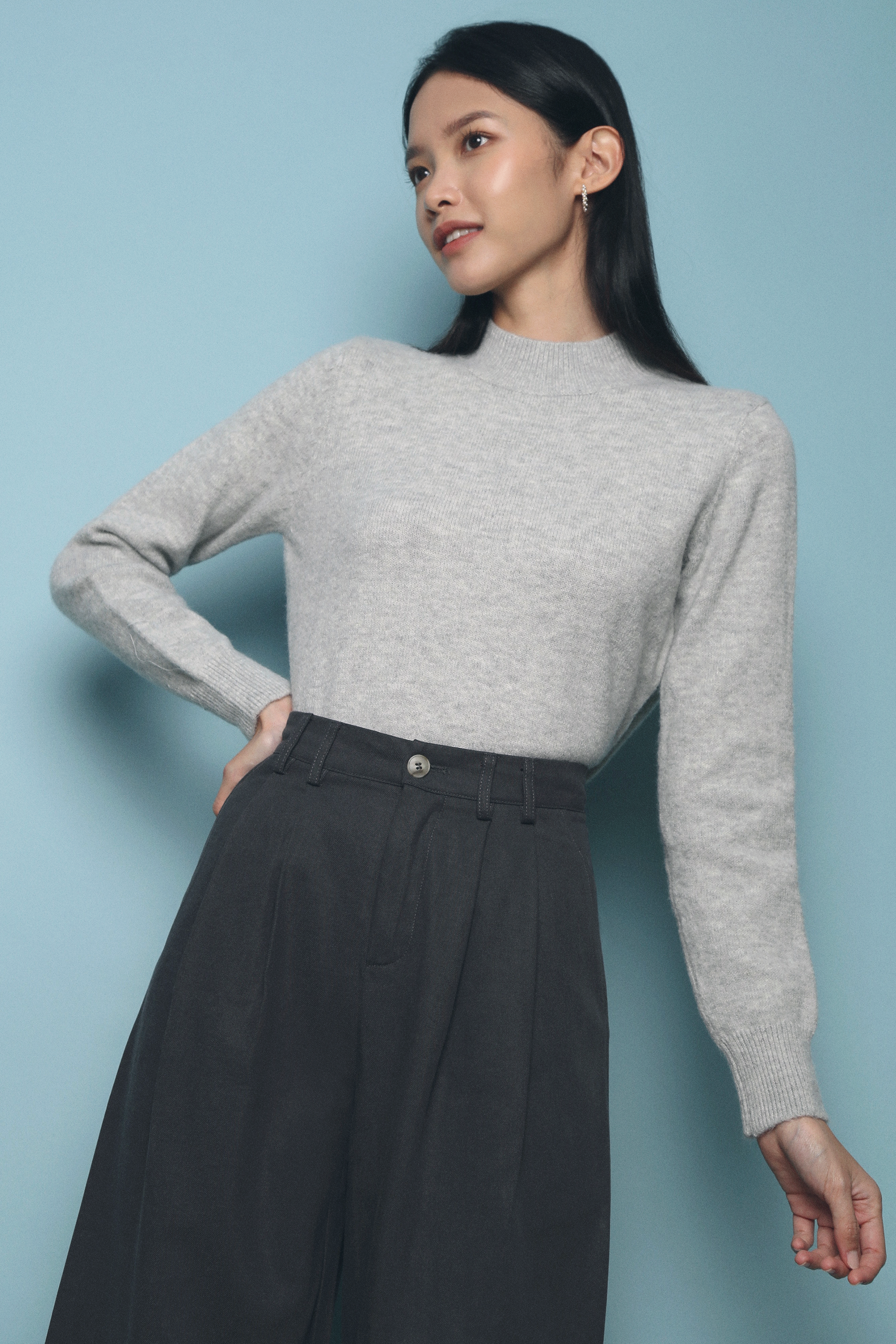 Lyds Basic Knit Top Grey