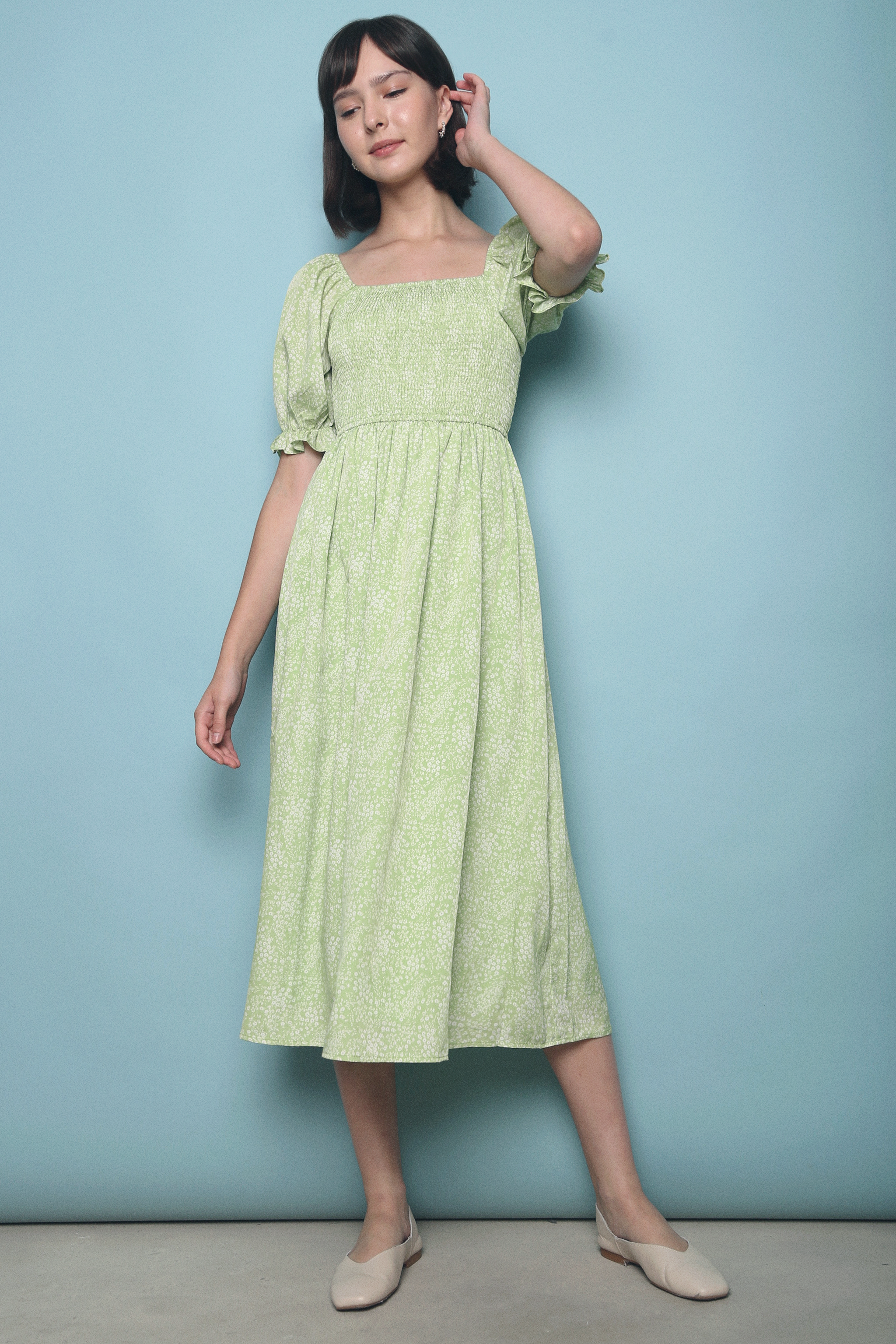 Maddie Floral Midi Dress Green