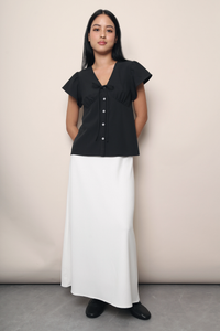 Madeleine Flutter Shift Blouse Black