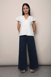 Madeleine Flutter Shift Blouse White