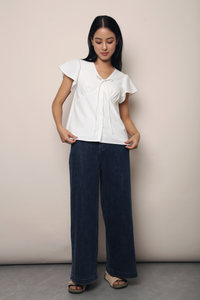 Madeleine Flutter Shift Blouse White