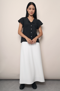 Madeleine Flutter Shift Blouse Black