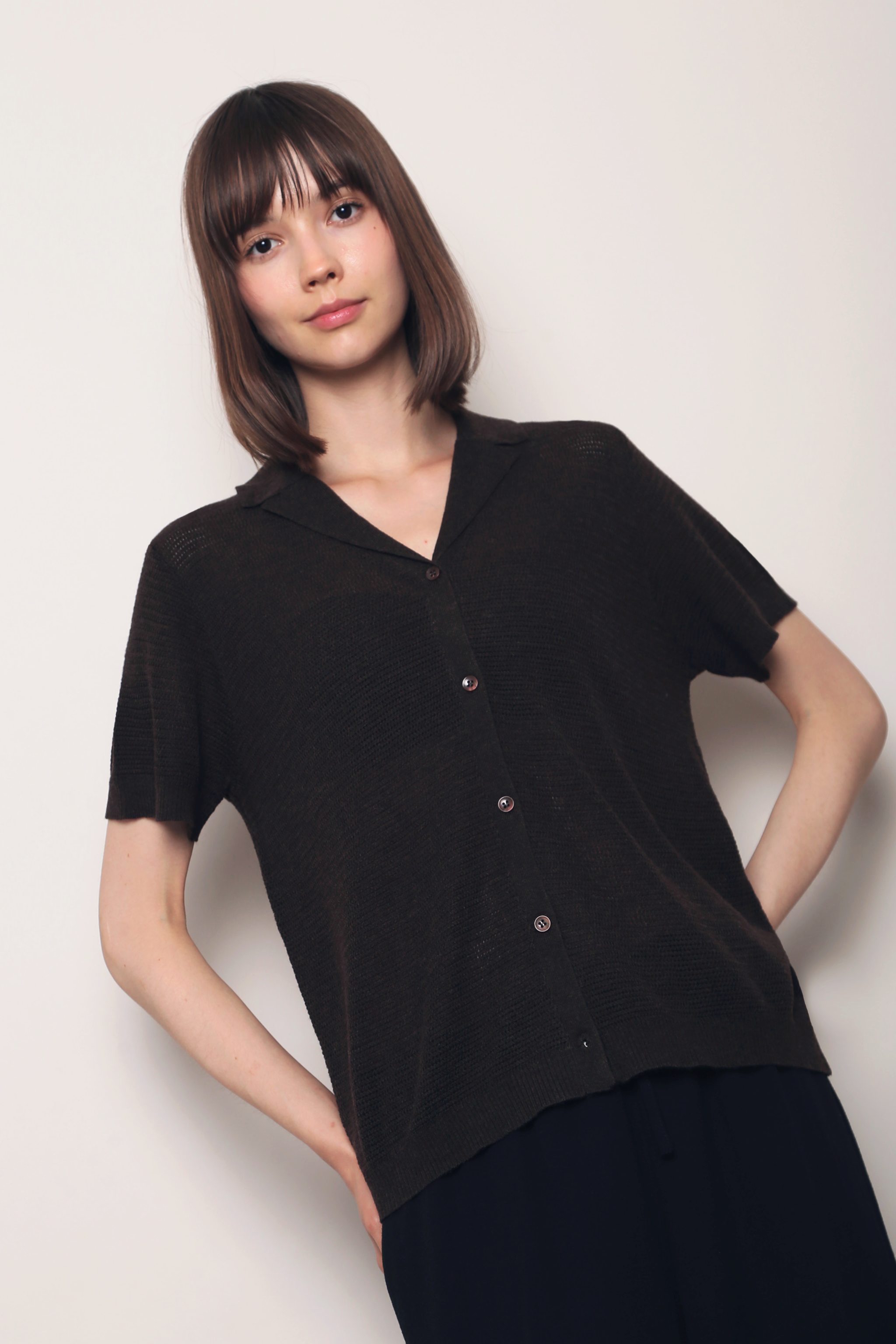 Maison Net Knit Blouse Mocha (Backorder)