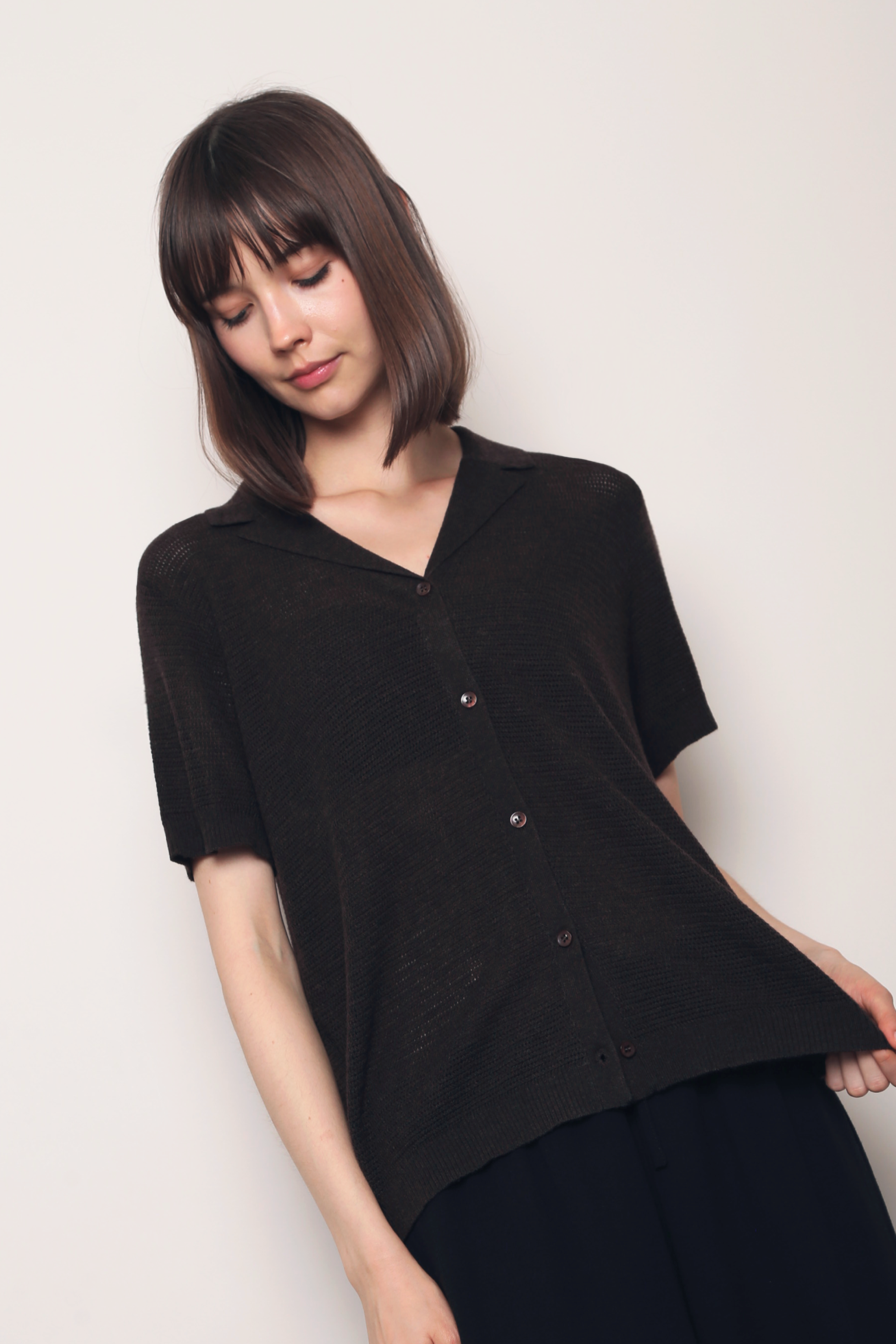 Maison Net Knit Blouse Mocha (Backorder)