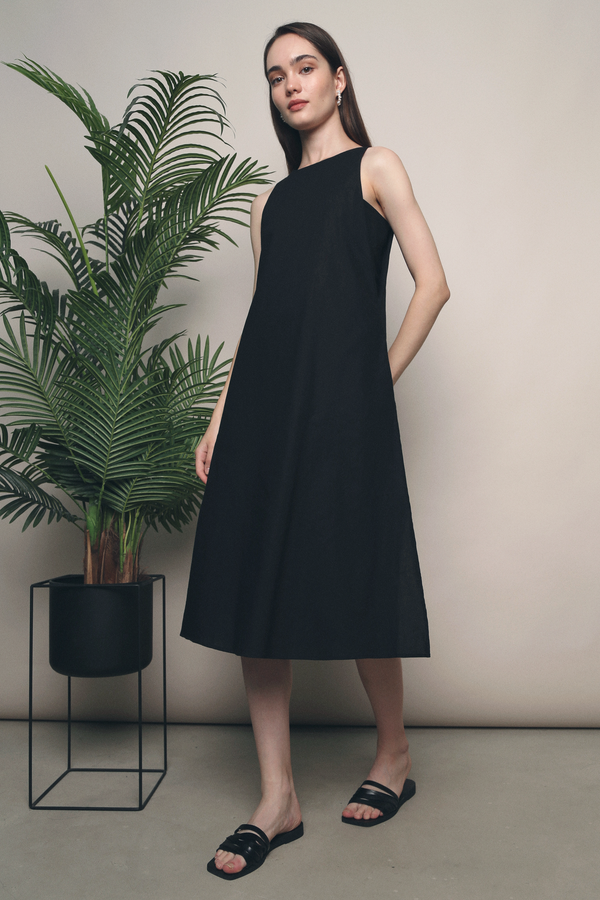 Mandala Racerfront Midi Dress Black