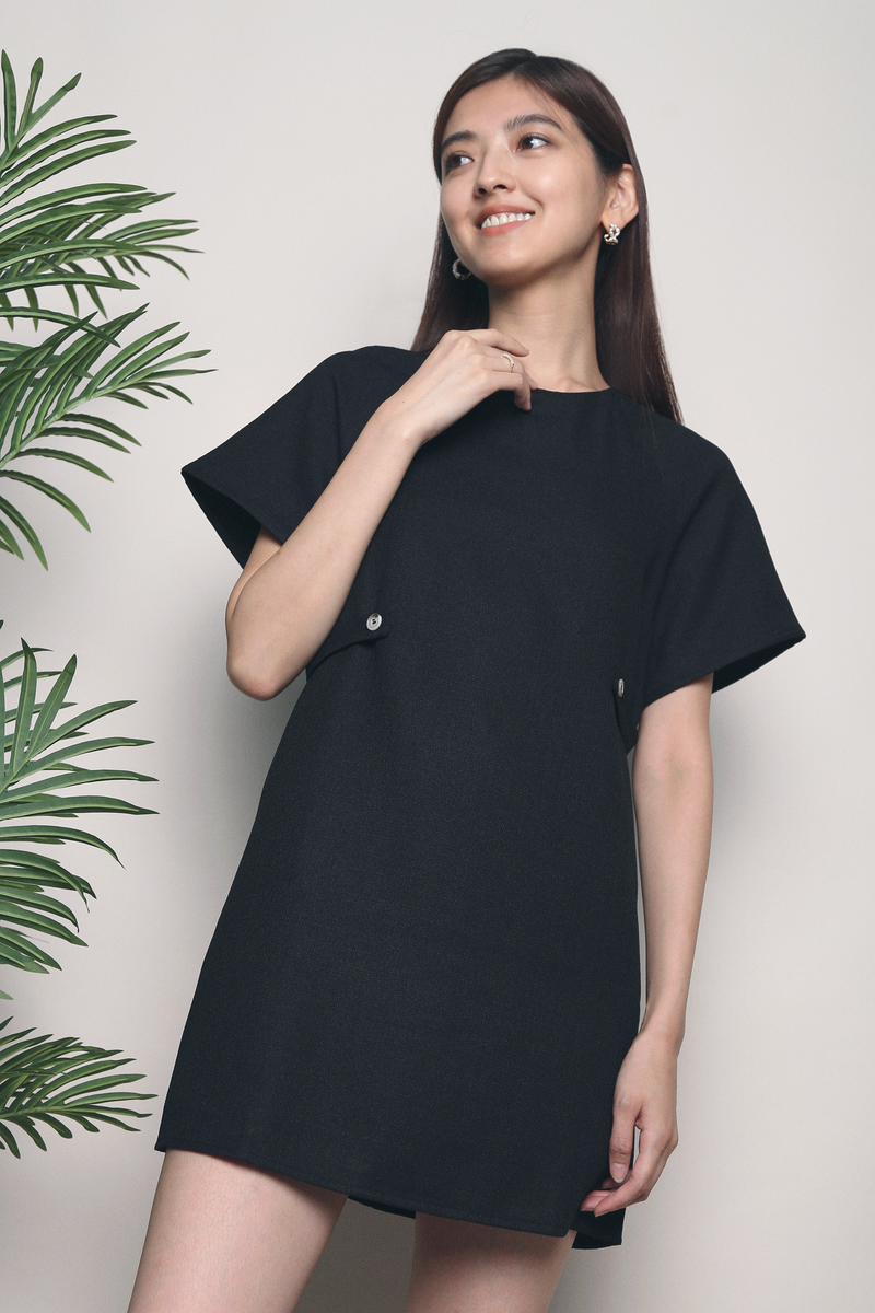 Mandy Tweed Shift Dress Black