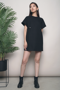 Mandy Tweed Shift Dress Black