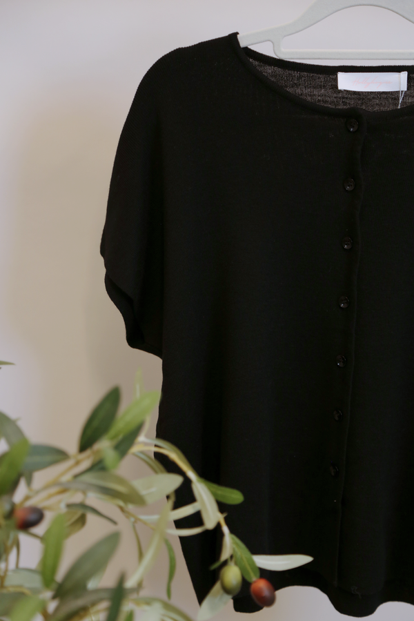 Manhattan Button Down Knit Blouse Black