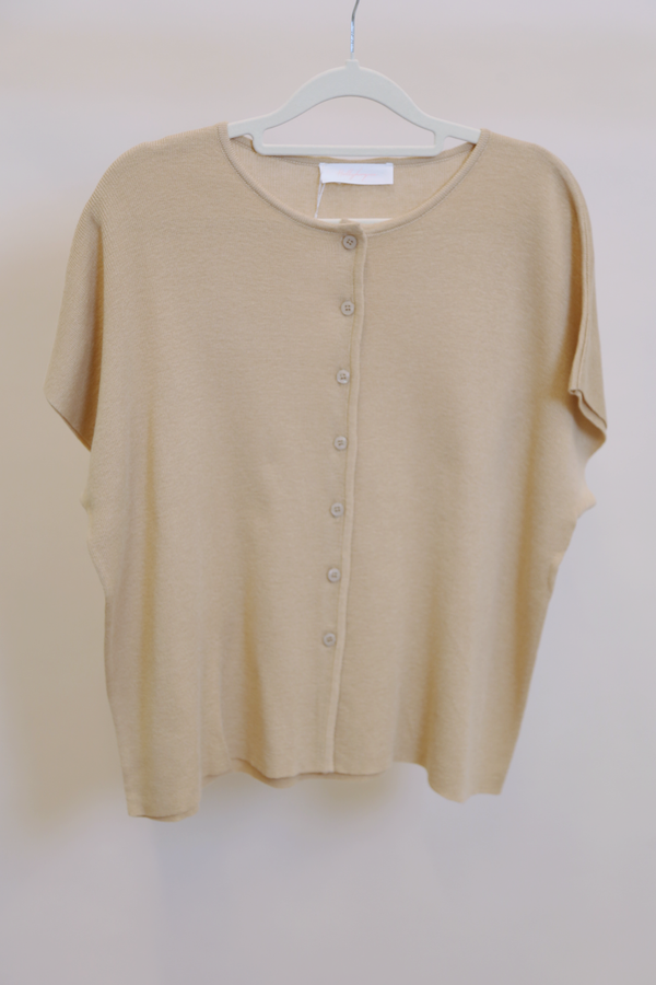 Manhattan Button Down Knit Blouse Soft Caramel