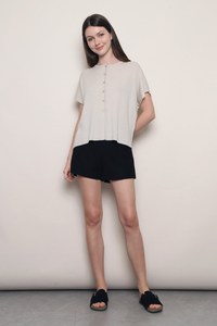 Manhattan Button Down Knit Blouse Beige