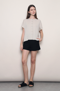 Manhattan Button Down Knit Blouse Beige