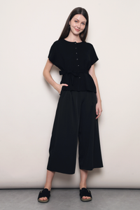 Manhattan Button Down Knit Blouse Black