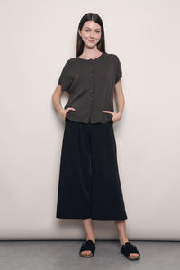 Manhattan Button Down Knit Blouse Brown